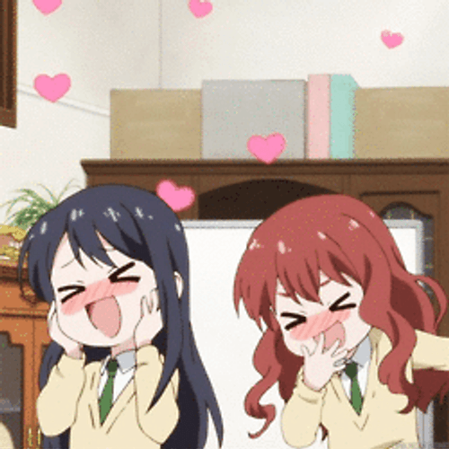 Anime Friends Excitedly Getting In Love GIF 