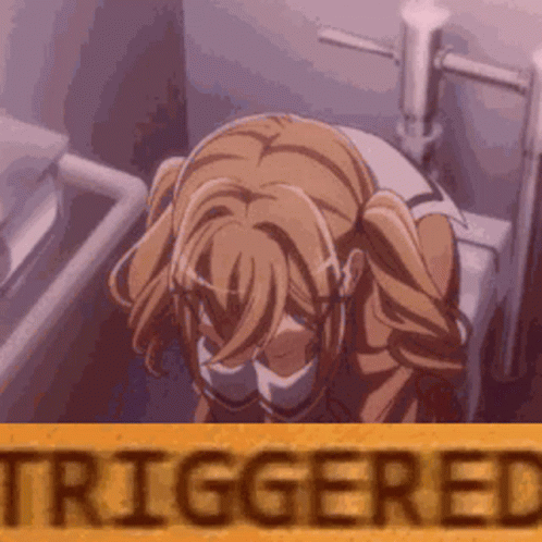 Anime Girl Bathroom Crying Triggered Meme GIF