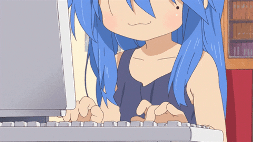 Anime Girl Doing Fast Typing GIF