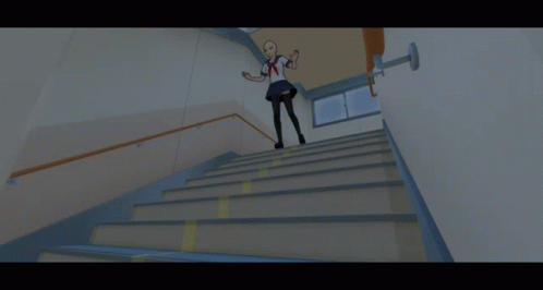 Anime Girl Falling Down The Stairs GIF