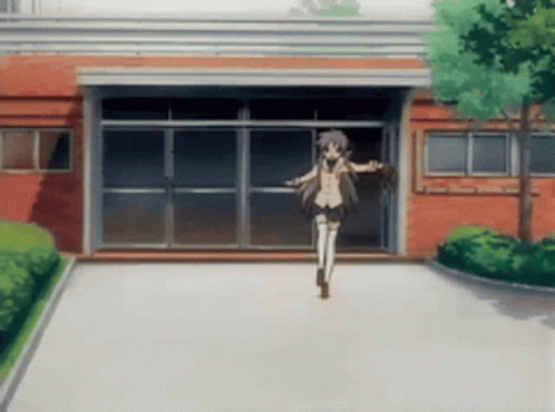 Anime Girl Fighting Drop Kick GIF