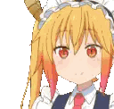 Anime Girl in Maid Outfit and Horned Hat