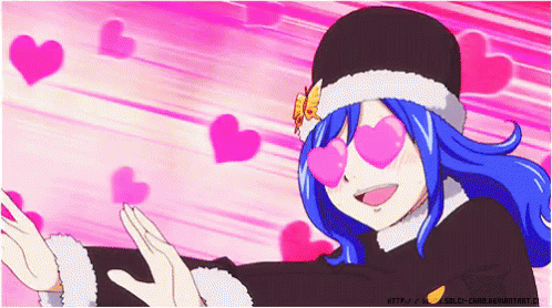 Anime Girl Juvia Lockster Heart Laser Eyes GIF