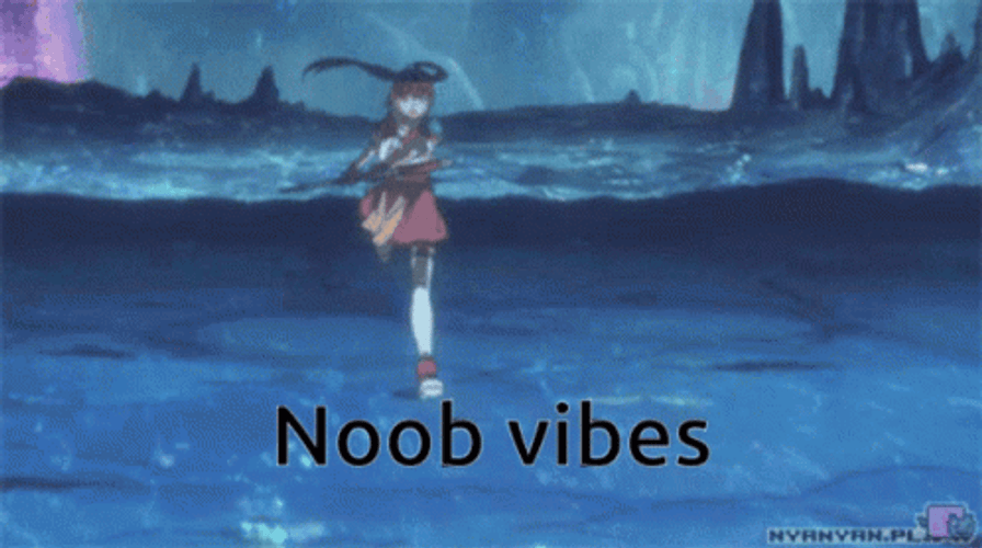 Anime Girl Noob Vibes Fights Enemy GIF