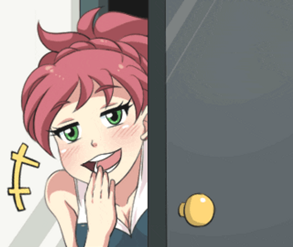 Anime Girl Peaking Door Hehehe GIF