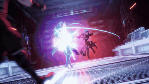 Anime Girl Plotti Acrobatics Move Laser Attack GIF