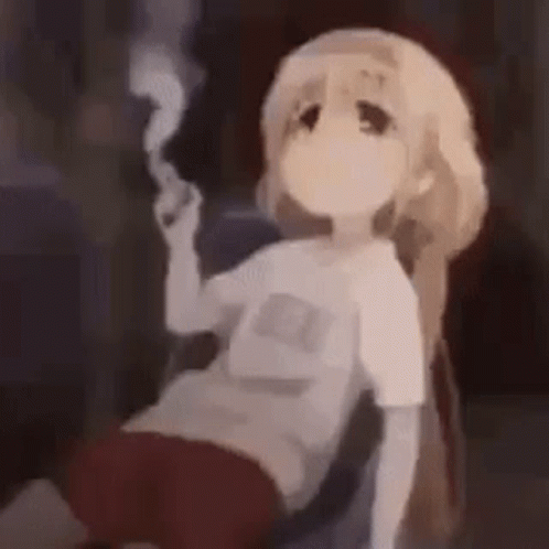 Anime Girl Smoking Blank Stare GIF