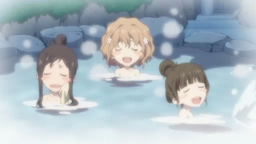 Anime Girl Soak Spa GIF