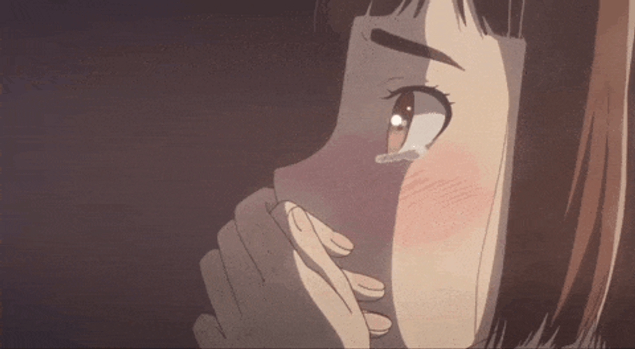 Anime Girl Stopping Herself Trying Not To Cry GIF