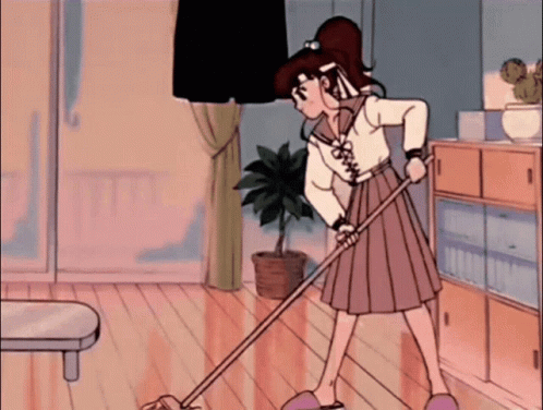 Anime Girl Sweeping GIF