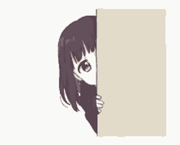 Anime Girl Trying To Hide With Corner GIF