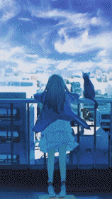 Anime Girl Watching Pretty Night Sky GIF