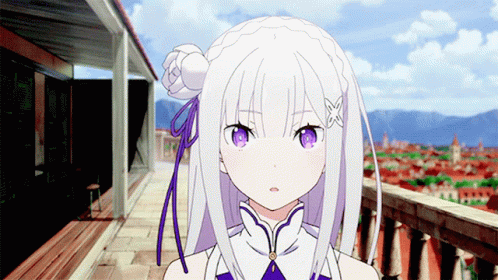 Anime Girl with White Hair and Purple Eyes