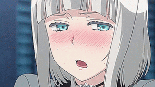 Anime Girl With White Hair Making Funny Face
