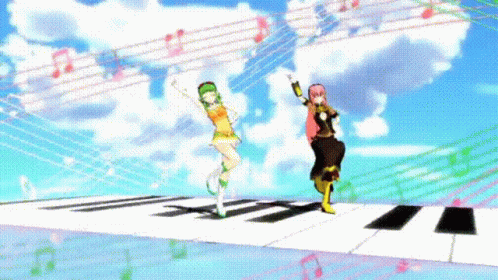 Anime Girls Dancing on Piano Keyboard