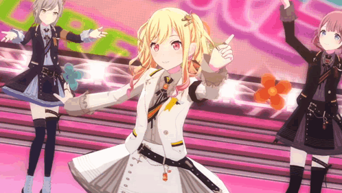 Anime Girls Dancing on Stage in Video Game
