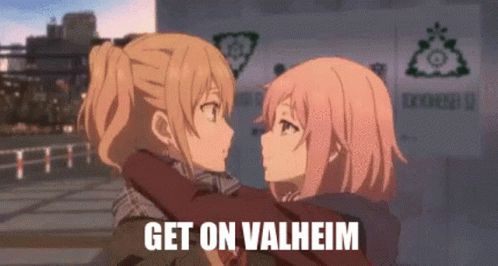 Anime Girls Hugging Get On Valheim GIF