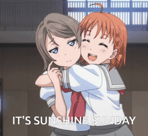 Anime Girls Hugging Sunshine Sunday