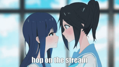 Anime Girls Looking at Each Other Hop on the Stream
