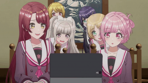 Anime Girls Looking at Screen
