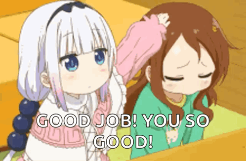Anime Girls One Petting Other's Head