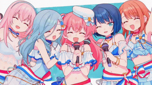 Anime Girls Singing Into Microphones
