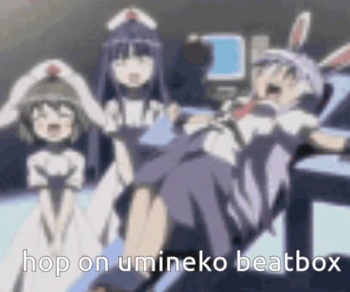 Anime Girls Sitting, One in Bunny Costume