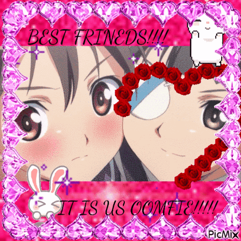Anime Girls With Best Friends Text