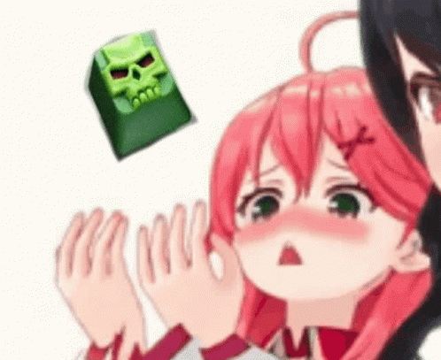 Anime Girls With Skull Keypad Flying GIF