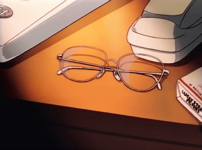 Anime Glasses Being Picked Up GIF