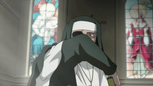 Anime Nun With Golden Gun GIF