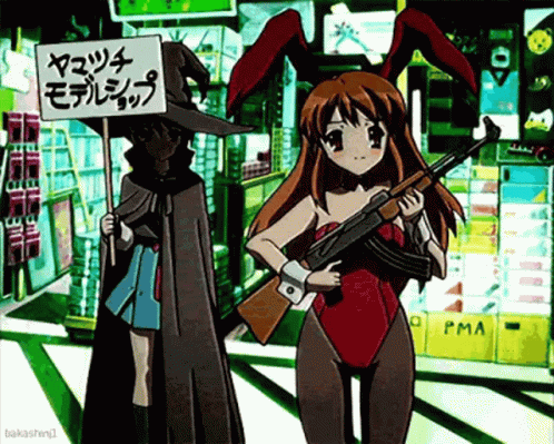 Anime Mikuru Asahina With Gun GIF
