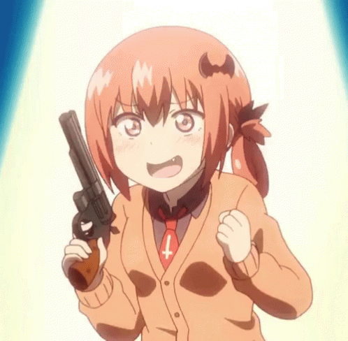 Anime Girl Satania Holding Gun GIF