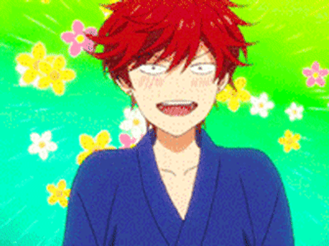 Anime Guy Getting Excited With Weird Look GIF