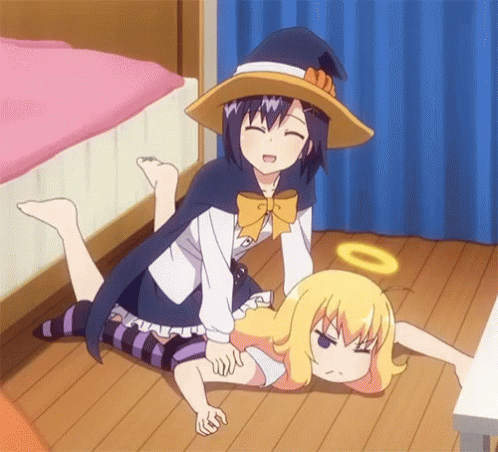 Anime Halloween Girl Fight GIF