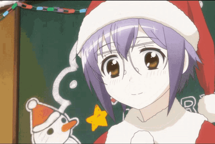 Anime Haruhi Suzumiya Yuki Nagato Eating Chicken On Christmas Day GIF