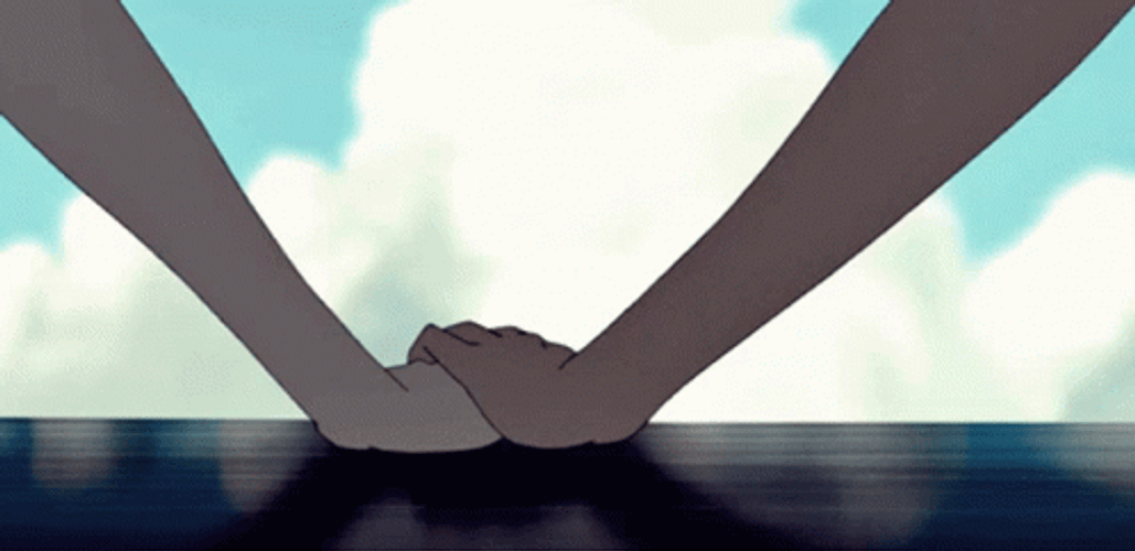 Anime Hold Hands Under The Sky GIF