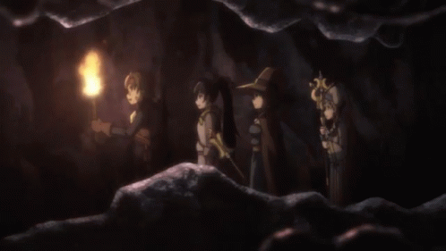 Anime Hunters Exploring Goblin Cave GIF
