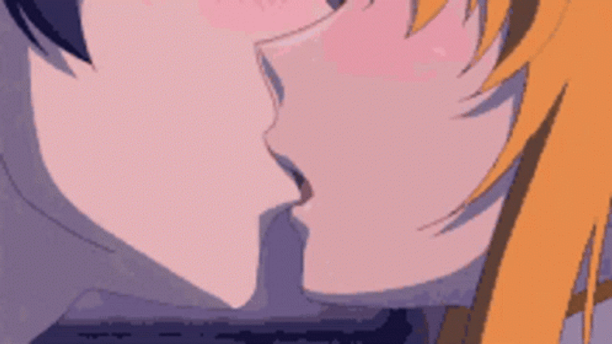 Anime In Love Couple Sensual Kissing GIF