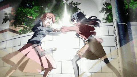 Anime Intense Cat Fight GIF
