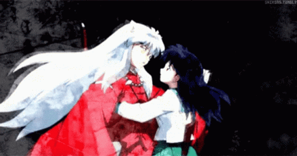 Anime Inuyasha And Kagome Kissing GIF