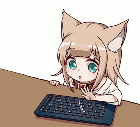 Anime Keyboard Cat Typing GIF
