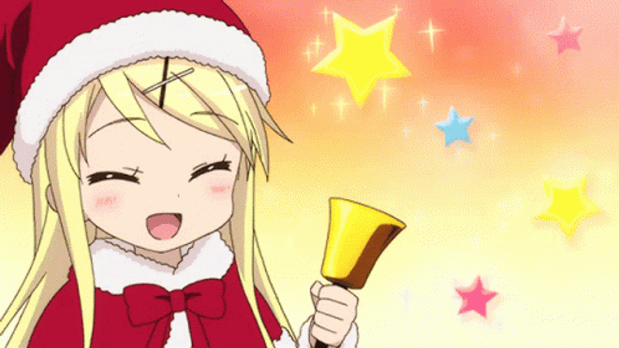 Anime Kiniro Mosaic Karen Kujo Ringing Christmas Bell GIF