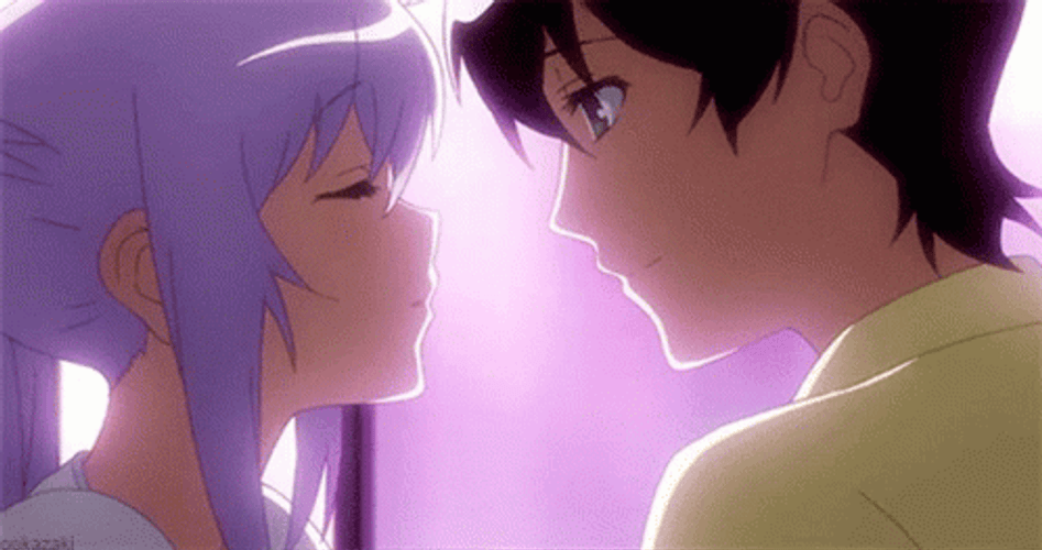 Anime Kissing Isla And Tsukasa Plastic Memories GIF