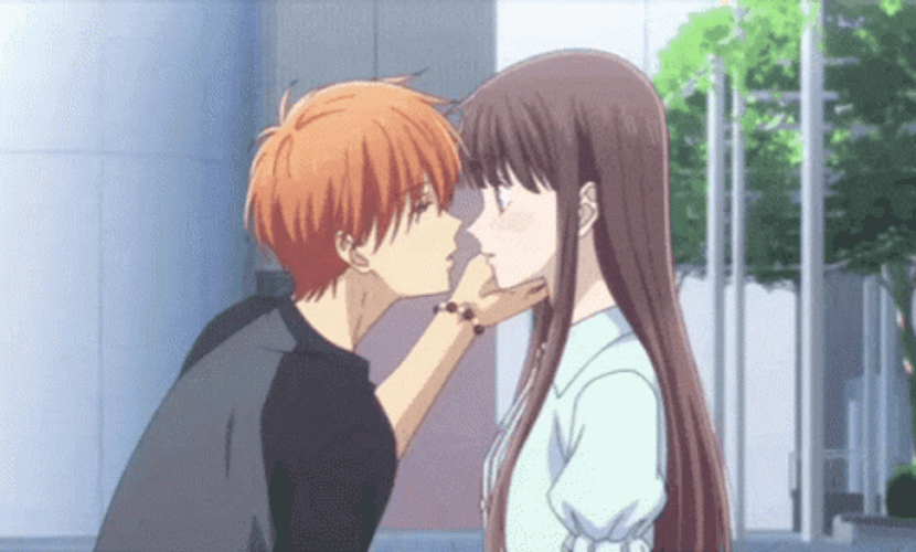 Anime Kyo Sohma Tohru Honda Kissing Fruit Basket GIF