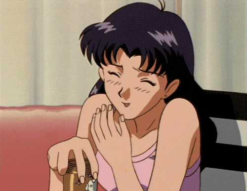Anime Laugh Misato Katsuragi Neon Genesis Evangelion GIF