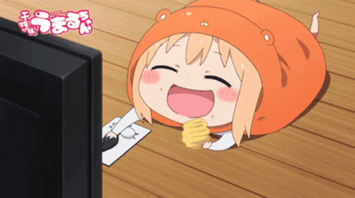 Anime Laughing Umaru Doma While Watching Tv GIF