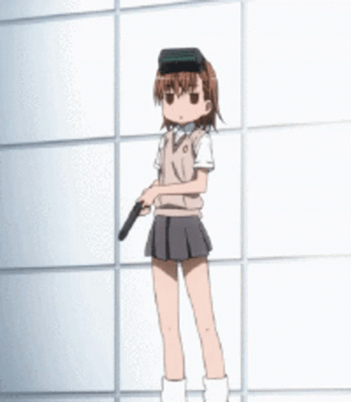 Anime Mikoto Misaka Pointing Gun GIF