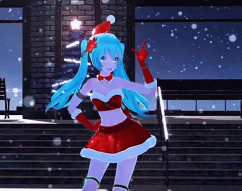 Anime Miku Hatsune Dances Merry Christmas GIF