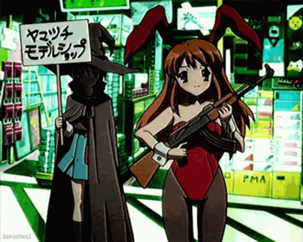 Anime Mikuru Asahina With Gun GIF